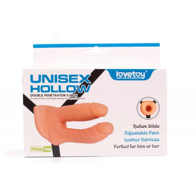 Lovetoy Unisex Double Hollow Strap On Lovetoy Nude Womens Strap-On