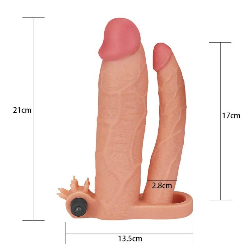 Lovetoy Διπλή Προέκταση Πέους με Δόνηση Lovetoy Pleasure X-Tender Μπεζ Προεκτάσεις Πέους
