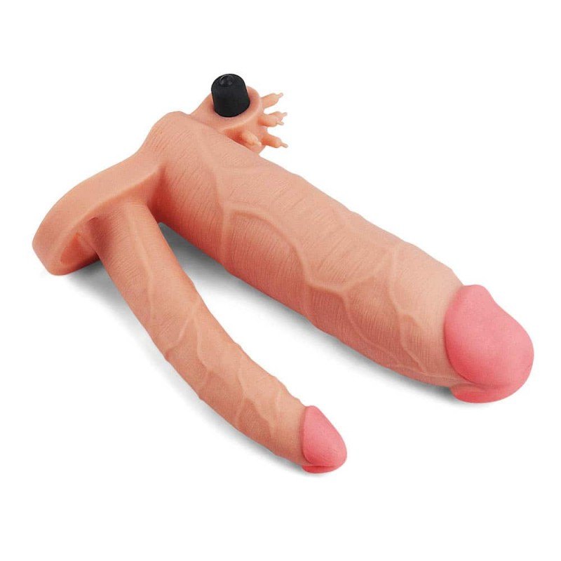 Lovetoy Διπλή Προέκταση Πέους με Δόνηση Lovetoy Pleasure X-Tender Μπεζ Προεκτάσεις Πέους