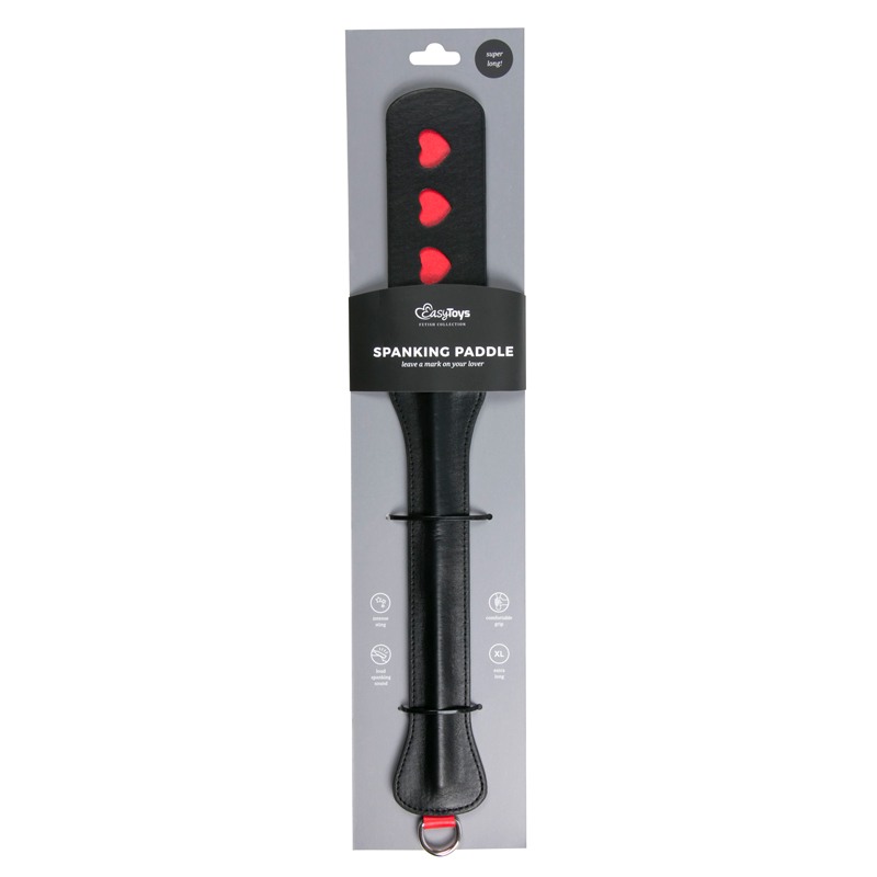 Easytoys – Fetish Collection Long Leather Paddle With Heart Easytoys Black Floggers & Paddles