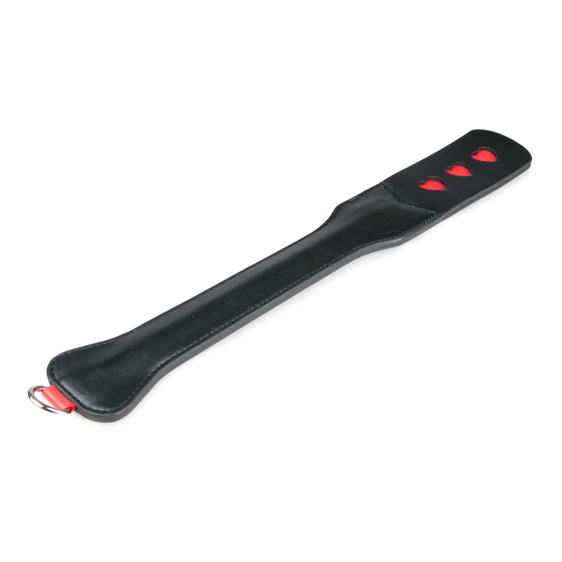 Easytoys – Fetish Collection Long Leather Paddle With Heart Easytoys Black Floggers & Paddles