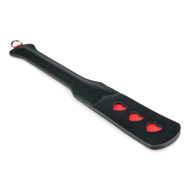 Easytoys – Fetish Collection Long Leather Paddle With Heart Easytoys Black Floggers & Paddles