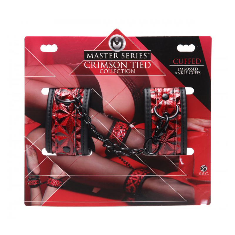 Ποδοπέδες Embossed Master Series Κόκκινες Master Series Ποδοπέδες Embossed Master Series Κόκκινες Δερμάτινες χειροπέδες