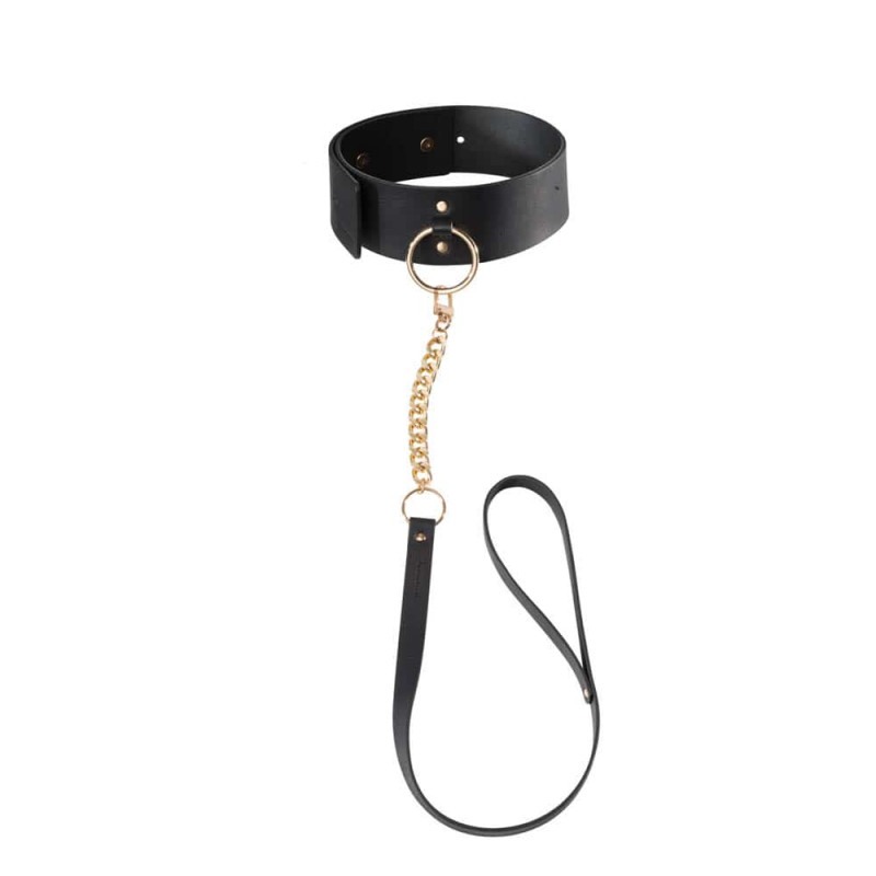 Bijoux Indiscrets Maze Wide Choker With Leash Black Κολάρα