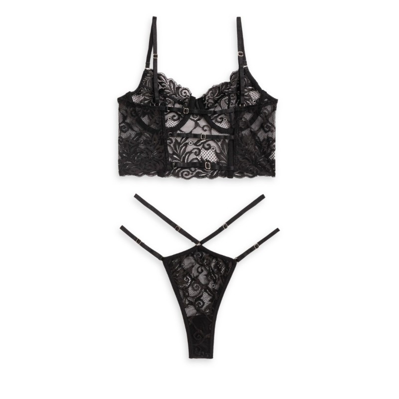 2 Piece Set Lace Bandeau Modern Ocean Black Modern Ocean 2 Piece Set Lace Bandeau Modern Ocean Black Underwear Set