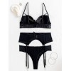 Leather Look Set Modern Ocean Black Modern Ocean Leather Look Set Modern Ocean Black Underwear Set