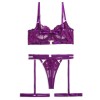 Playful Set with Suspender Belt & Leg Straps Purple Modern Ocean Playful Set with Suspender Belt & Leg Straps Purple Underwear Set