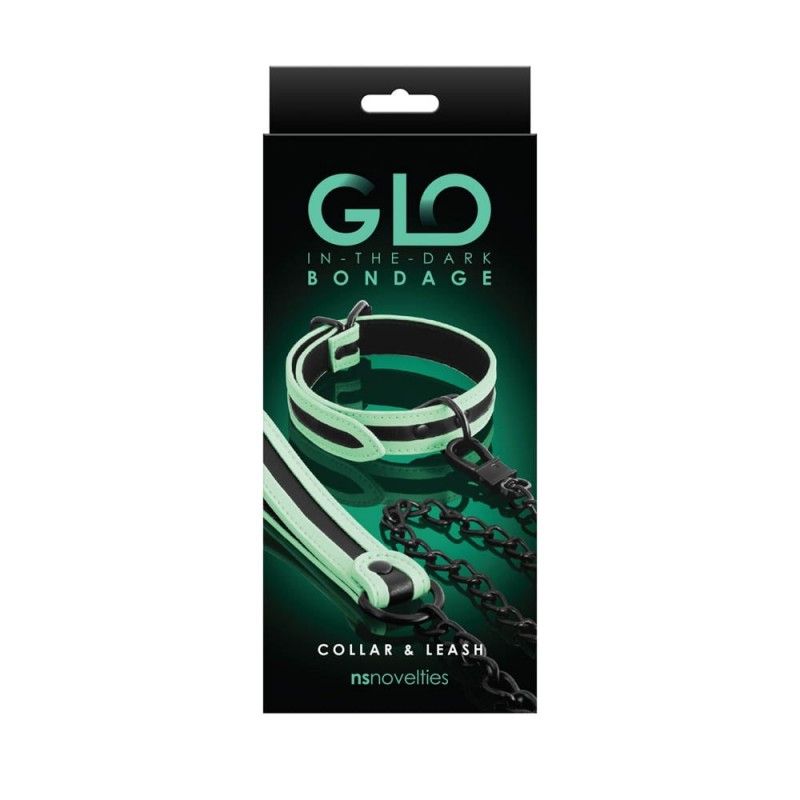 NS Novelties Κολάρο και Λουρί GLO Bondage Φωσφοριζέ Κολάρα