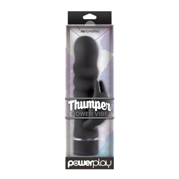 Rabbit Vibrator Nsnovelties PowerPlay Thumper Black