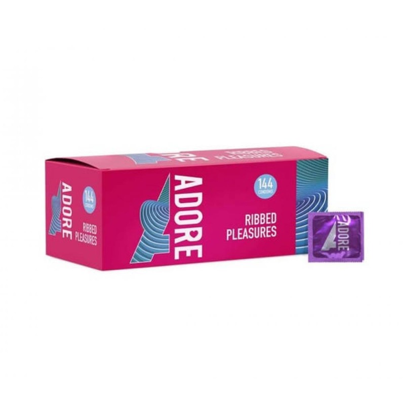 Pasante Προφυλακτικά Με Ραβδώσεις Pasante Adore Ribbed Pleasure 144τμχ Προφυλακτικά