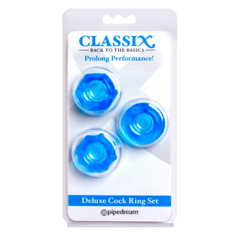Pipedream Cock Ring Set Pipedream Classix Deluxe Blue Cock Rings