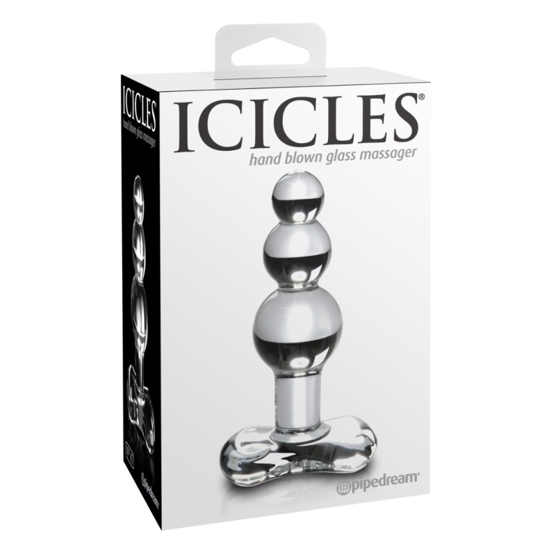 Pipedream Glass Butt Plug Icicles No. 47 Clear Non-Vibrating butt plugs