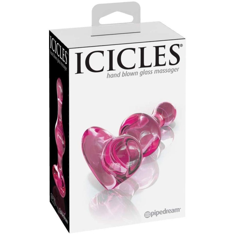 Pipedream Glass Butt Plug Icicles No. 75 Pink Non-Vibrating butt plugs