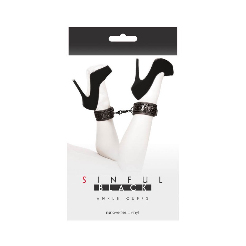 Sinful Ankle Cuffs Nsnovelties Black NS Novelties Sinful Ankle Cuffs Nsnovelties Black Leather handcuffs