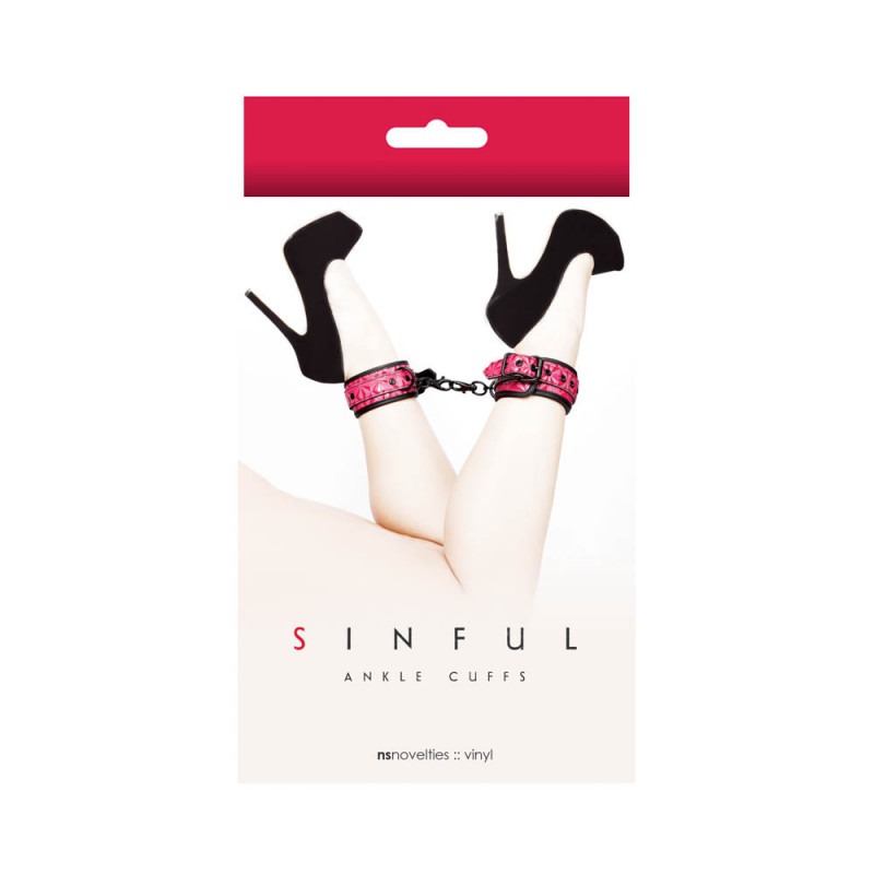 NS Novelties Ποδοπέδες Sinful Nsnovelties Ροζ Δερμάτινες χειροπέδες