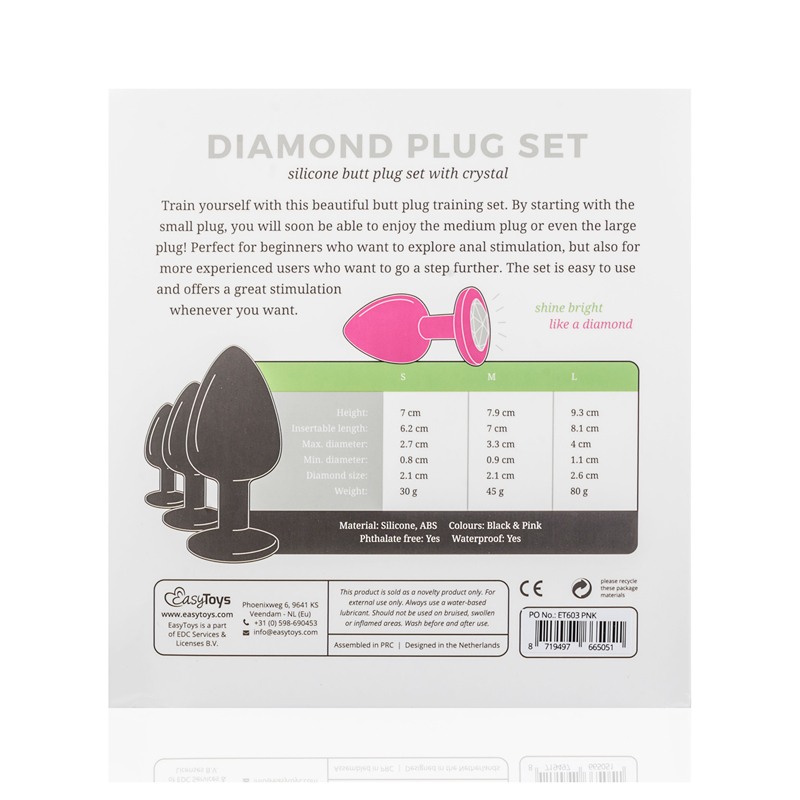Butt Plug With Jewel Set Easytoys Diamond Pink Easytoys – Anal Collection Butt Plug With Jewel Set Easytoys Diamond Pink Non-Vibrating butt plugs