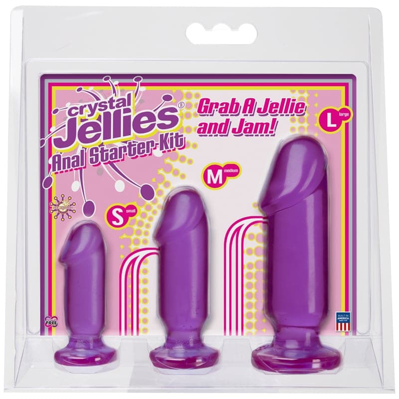 Crystal Jellies Butt Plug Set Crystal Jellies Anal Starter Kit Purple Jelly