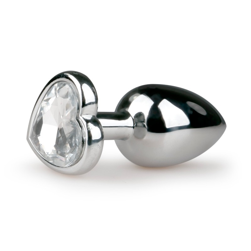 Easytoys – Anal Collection Butt Plug With Heart Jewel Easytoys No. 2 Silver/Clear Non-Vibrating butt plugs