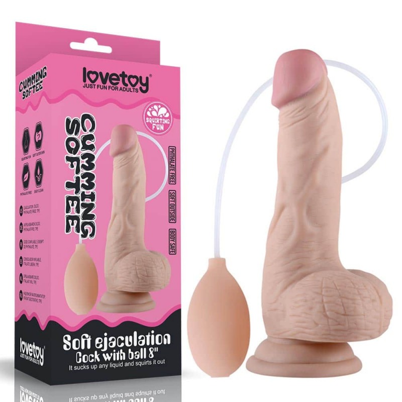 Lovetoy Realistic Dildo With Balls Lovetoy Soft Ejaculation 20.3cm Nude Realistic