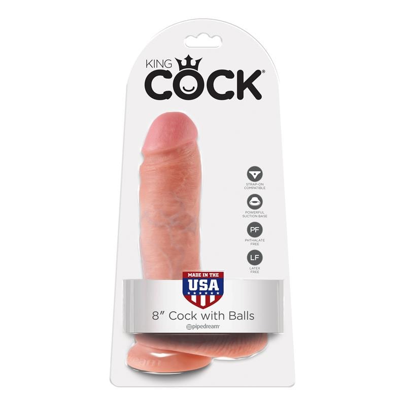 King Cock Ρεαλιστικό Dildo King Cock Με Όρχεις 20cm Μπεζ Ρεαλιστικά