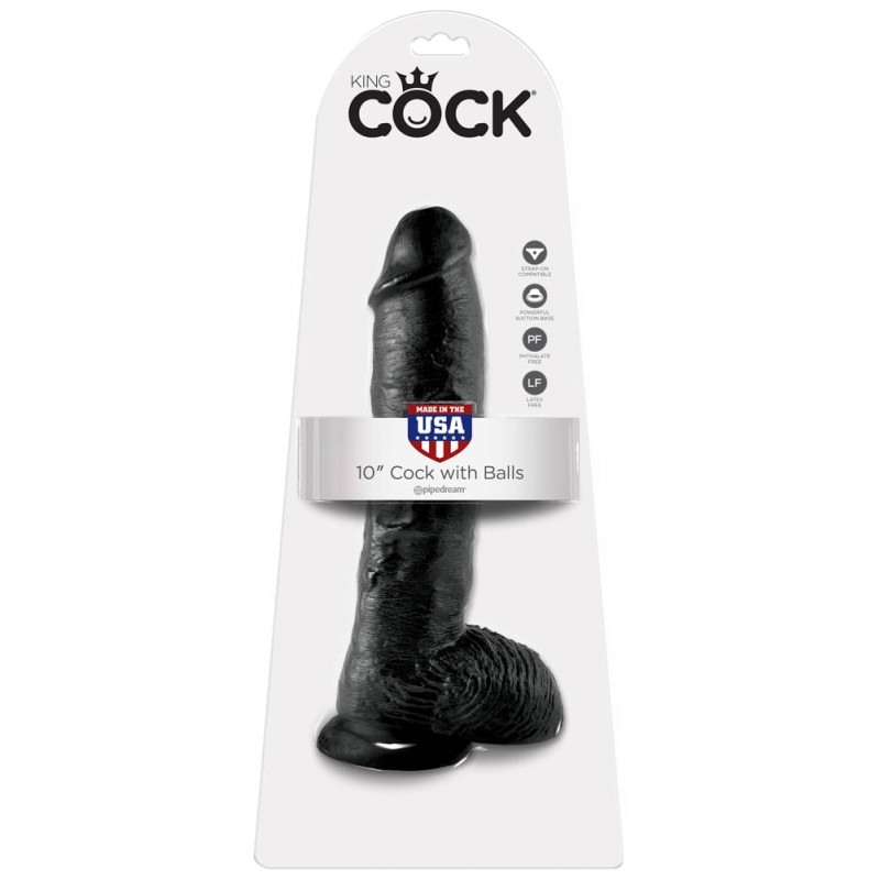 King Cock Ρεαλιστικό Dildo King Cock Με Όρχεις 25cm Μαύρο Ρεαλιστικά