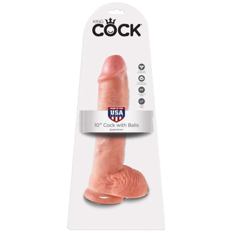 King Cock Ρεαλιστικό Dildo King Cock Με Όρχεις 25cm Μπεζ Ρεαλιστικά