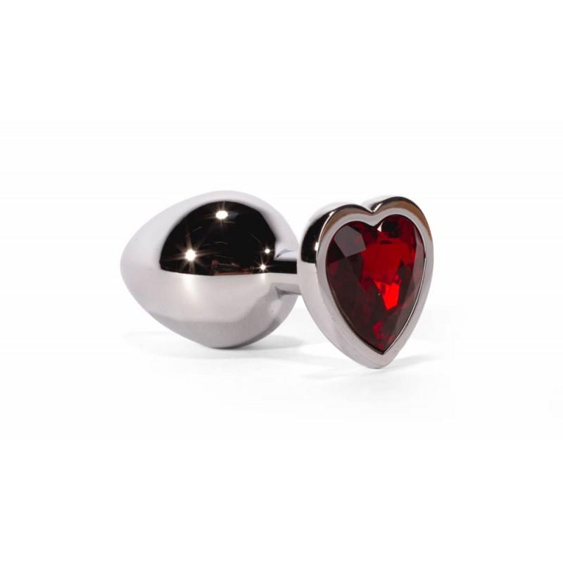 Secret Shine Butt Plug With Heart Jewel Secret Shine Large Red Non-Vibrating butt plugs