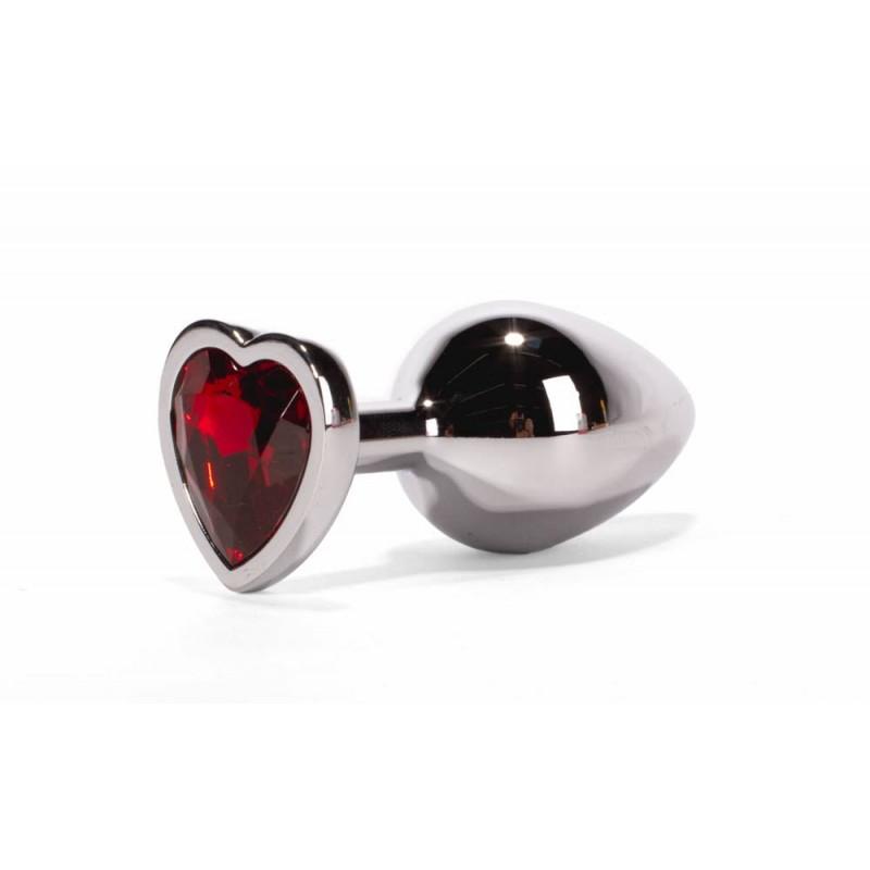 Secret Shine Butt Plug With Heart Jewel Secret Shine Large Red Non-Vibrating butt plugs