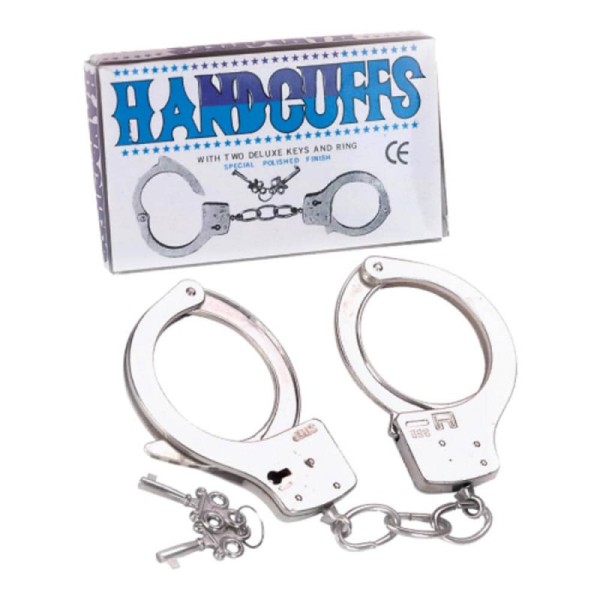 Large Metal Handcuffs With Keys Seven Creations Silver Large Metal Handcuffs With Keys Seven Creations Silver