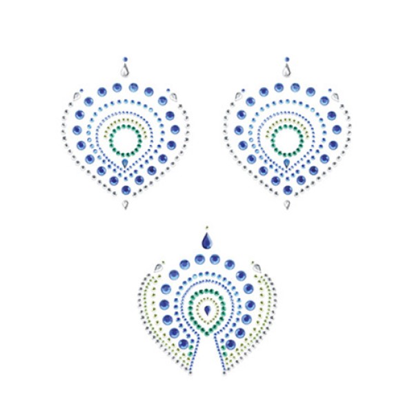 Αυτοκόλλητα Θηλών και Αιδοίου Bijoux Indiscrets Flamboyant Πράσινο/Μπλε