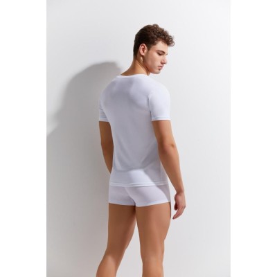 Mens T-Shirt With Deep V-Neck Gauvine White Mens T-Shirt With Deep V-Neck Gauvine White