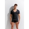 Mens T-Shirt With Deep V-Neck Gauvine Black