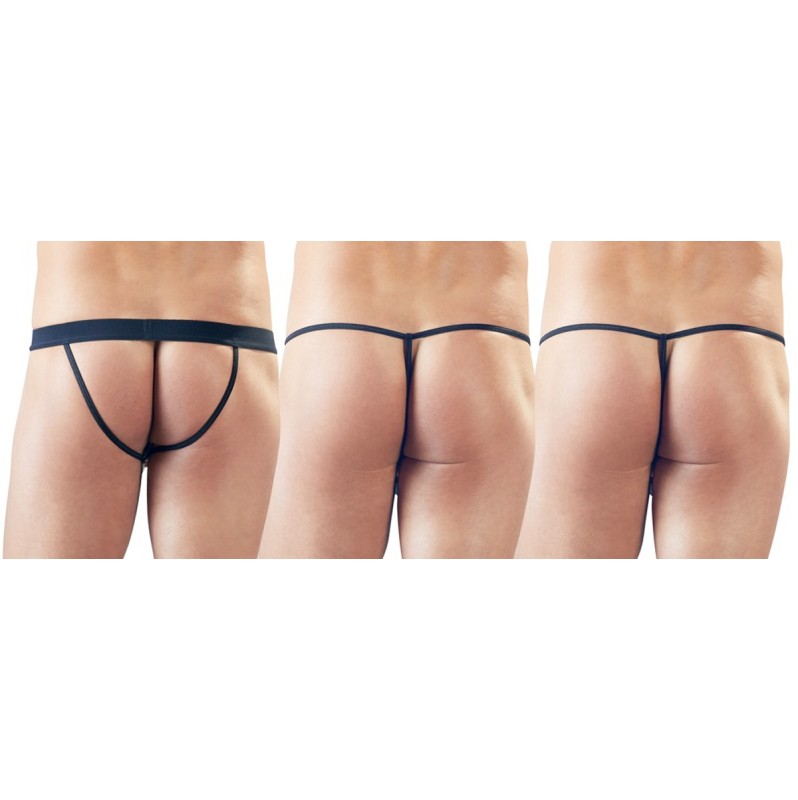 Mens 3-Piece Wetlook String Set Svenjoyment Black