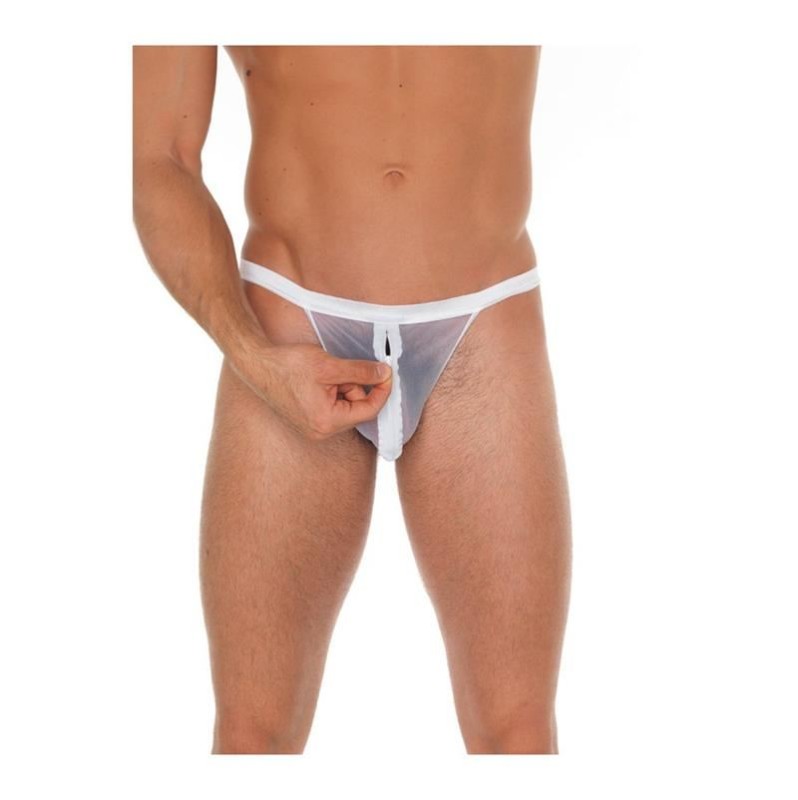 Mens String with Zipper Amorable White