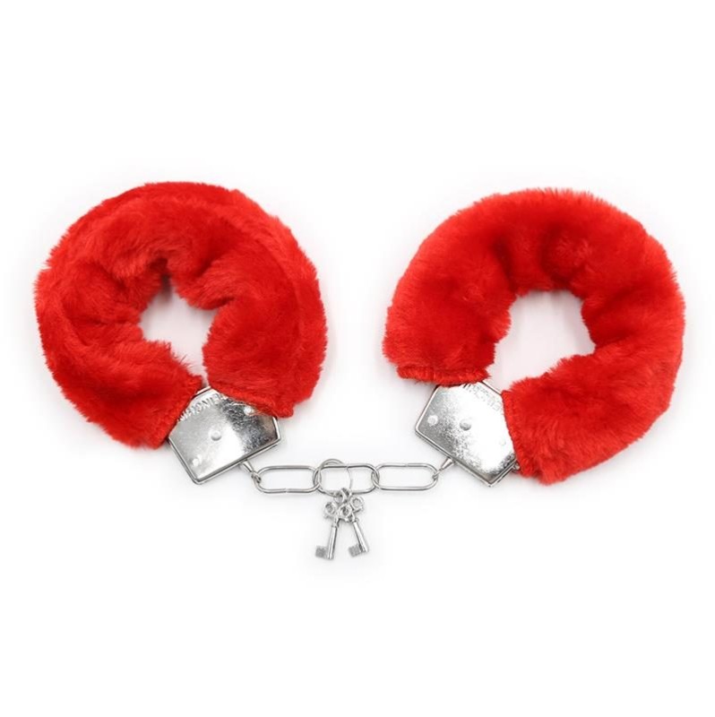 Furry Metal Handcuffs Intoyou Red