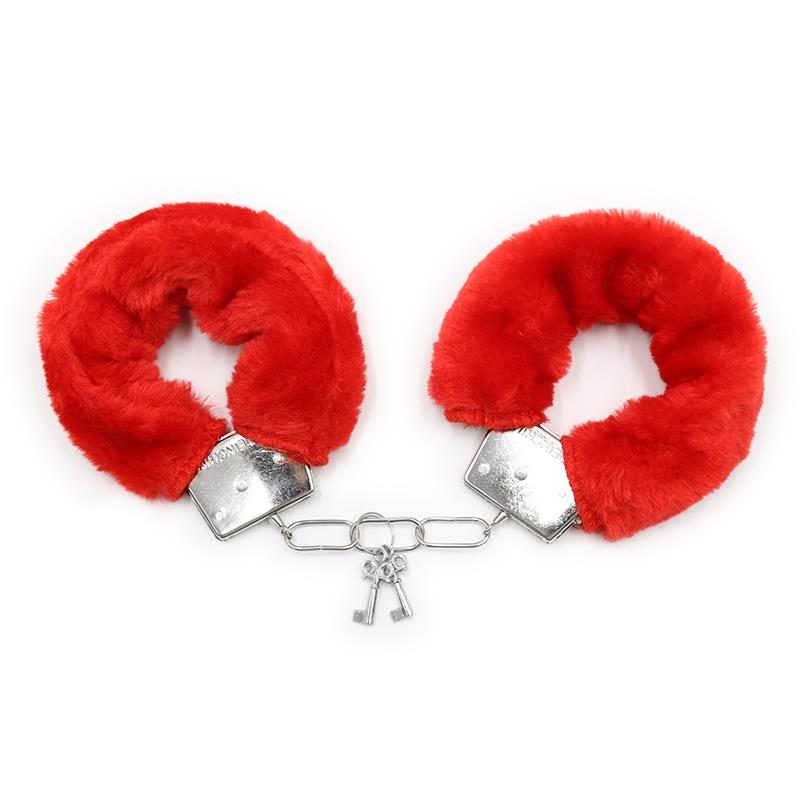 Furry Metal Handcuffs Intoyou Red