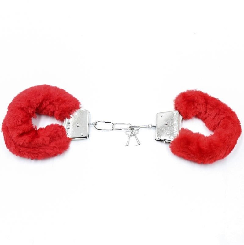 Furry Metal Handcuffs Intoyou Red