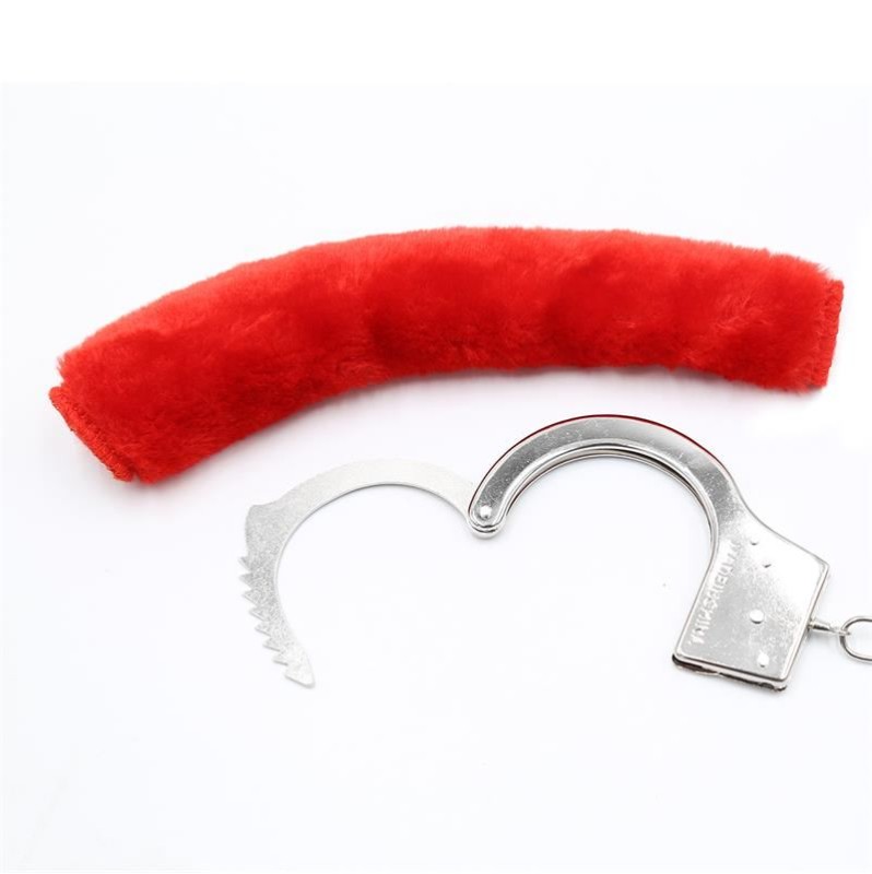 Furry Metal Handcuffs Intoyou Red