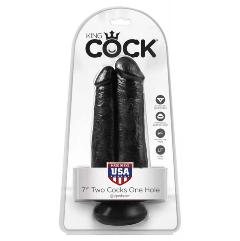 Double Dildo King Cock Two Cocks One Hole 18cm Μαύρο