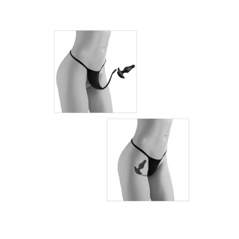 Panty Plug Pipedream Crotchless Pleasure Pearls Black