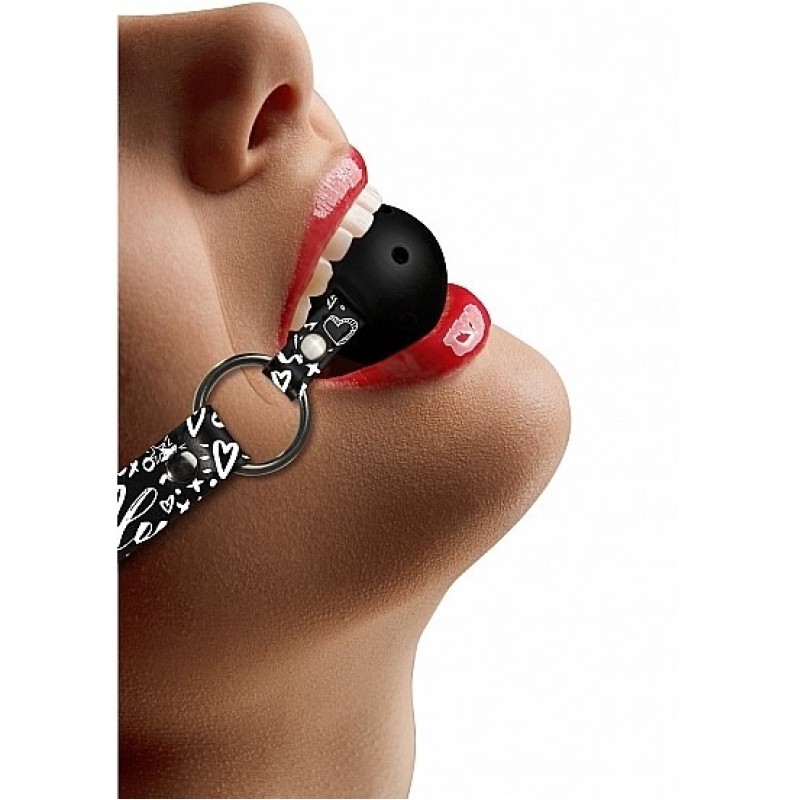 Breathable Ball Gag Ouch Love Street Art Fashion Black