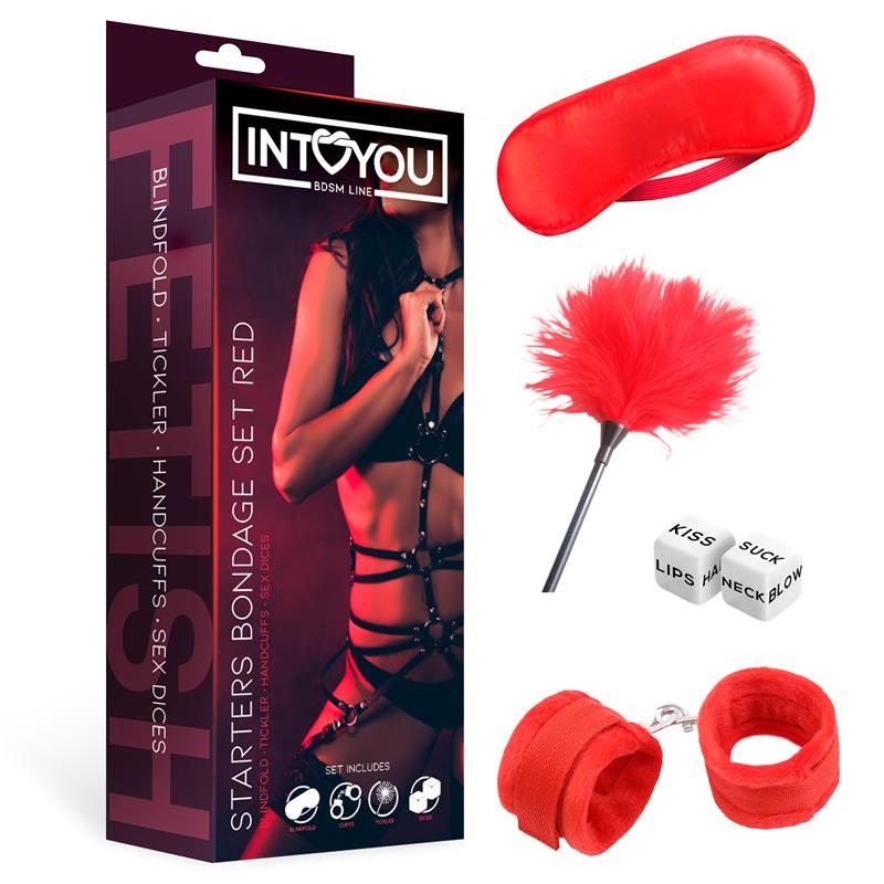 Starters Bondage Set Intoyou 4 Pieces Red Intoyou Bdsm Line Starters Bondage Set Intoyou 4 Pieces Red BDSM Kits