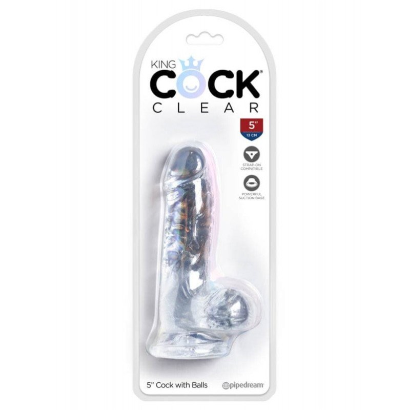 Jelly Dildo King Cock Ballsy 13cm Clear