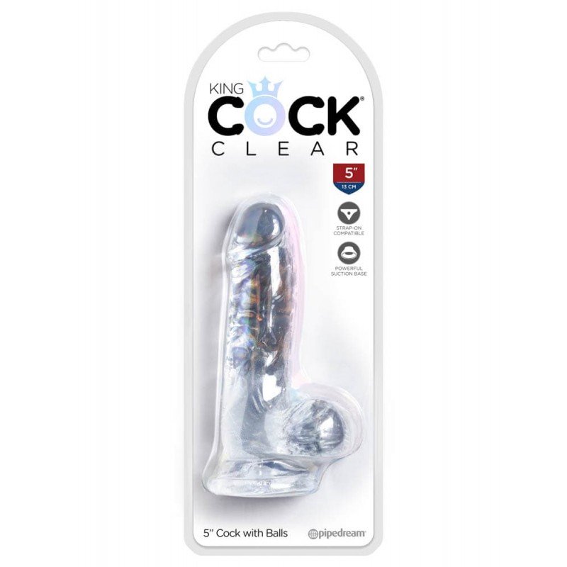 Jelly Dildo King Cock Ballsy 13cm Clear Jelly Dildo King Cock Ballsy 13cm Clear