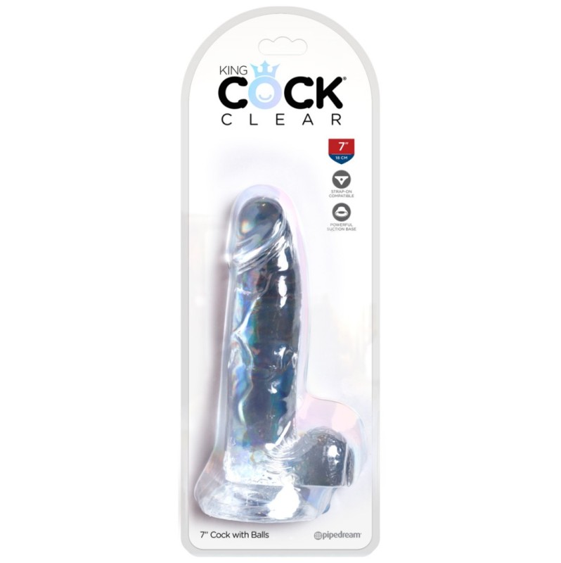 Jelly Dildo King Cock Ballsy 18cm Clear