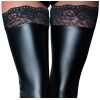 Wetlook Stockings with Lace Noir Handmade Black