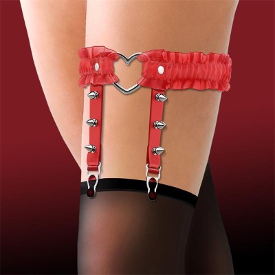 Garter Cinderella with Heart and Ruffles Red