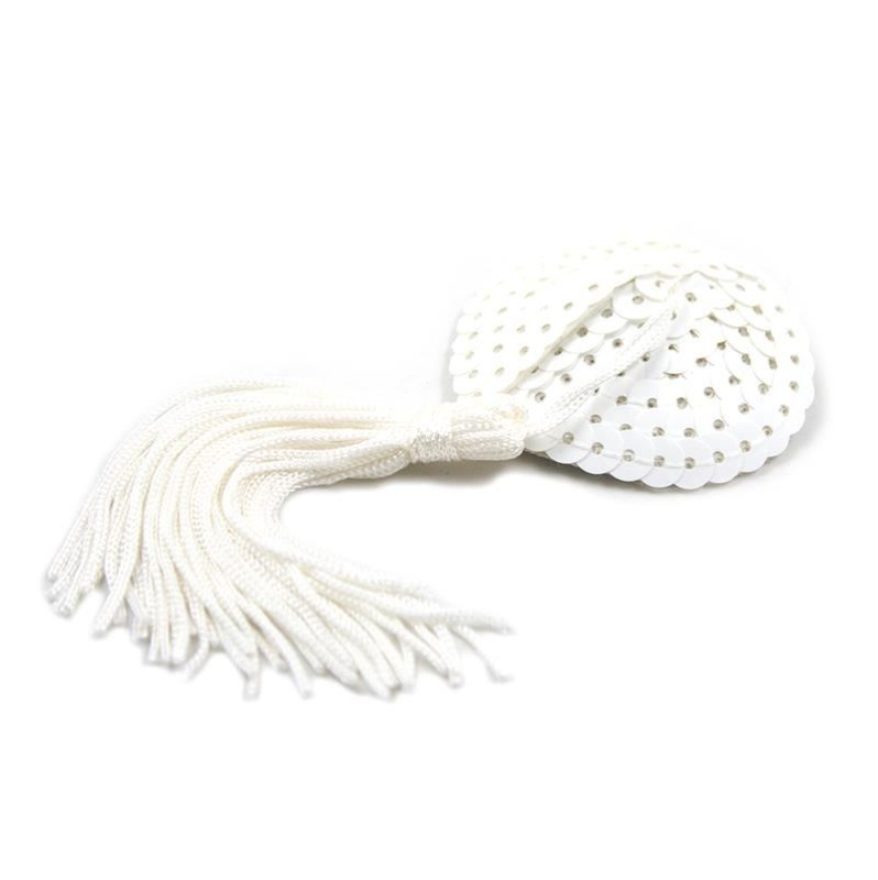 Sequin Nipple Cover with Tassel Fetish Addict White