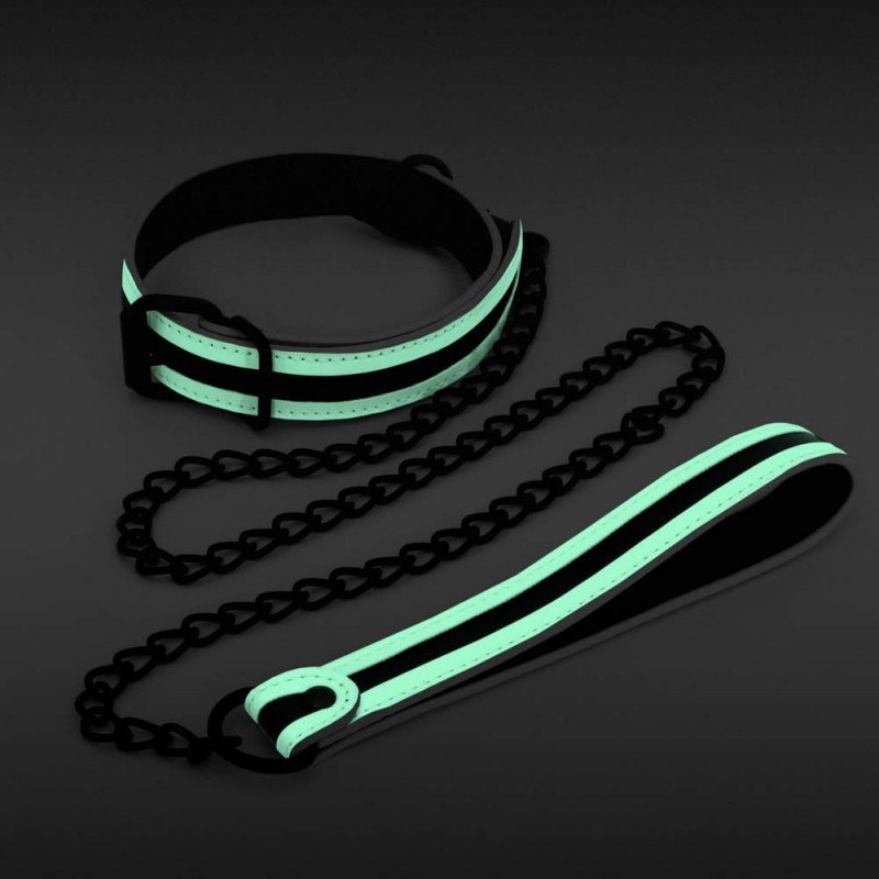 Collar and Leash GLO Bondage Fluorescent Collar and Leash GLO Bondage Fluorescent
