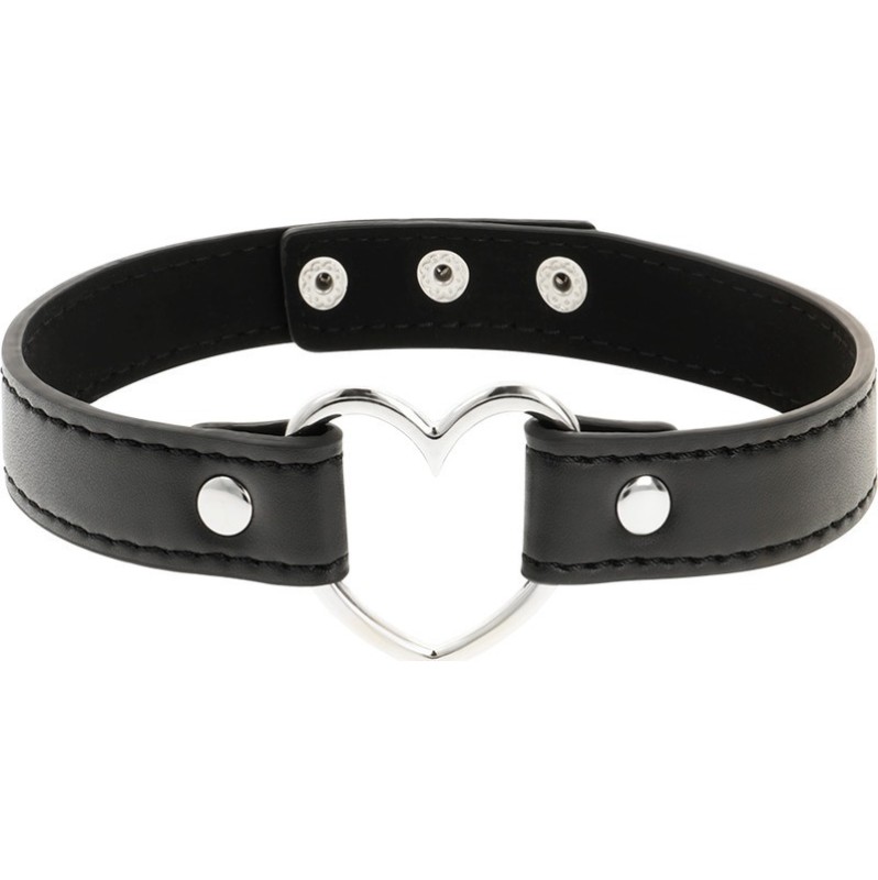 Collar with Heart Coquette Choker Black